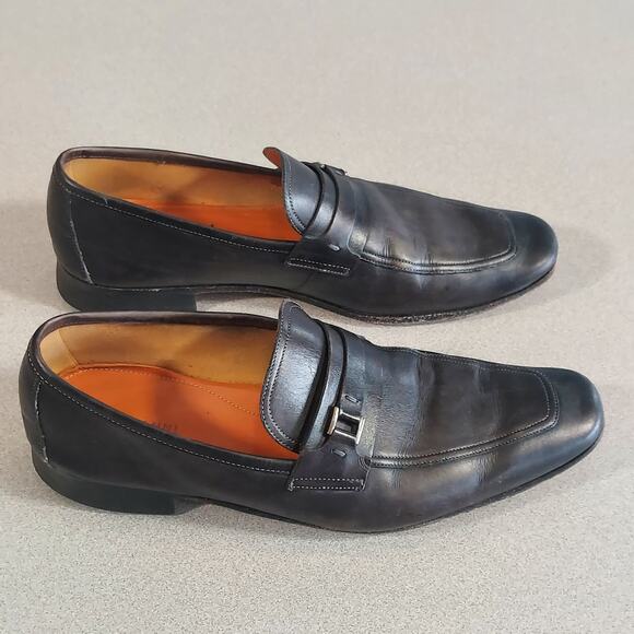 Magnanni Shoes Men\'s Size 8.5 M 17534 Dress Loafer Black Leather Slip On